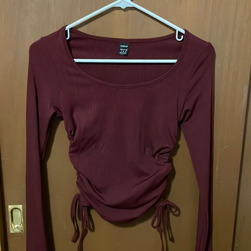 Burgundy Shein Crop Shirt